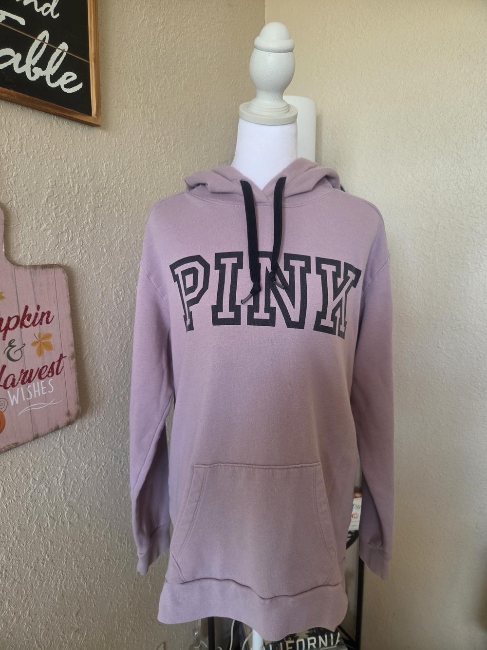 PINK Victoria's Secret Lavender Crewneck Hoodie with Black Logo